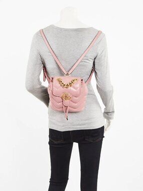 Gucci Pink Quilted Leather Marmont Backpack Bag
